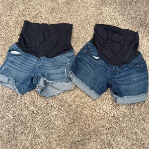 Maternity Denim Shorts with Black Waistband